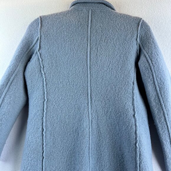 J.Crew Daphne Italian Boiled Wool Coat Womens 2 XS Blue Button Front Peacoat - Picture 11 of 13